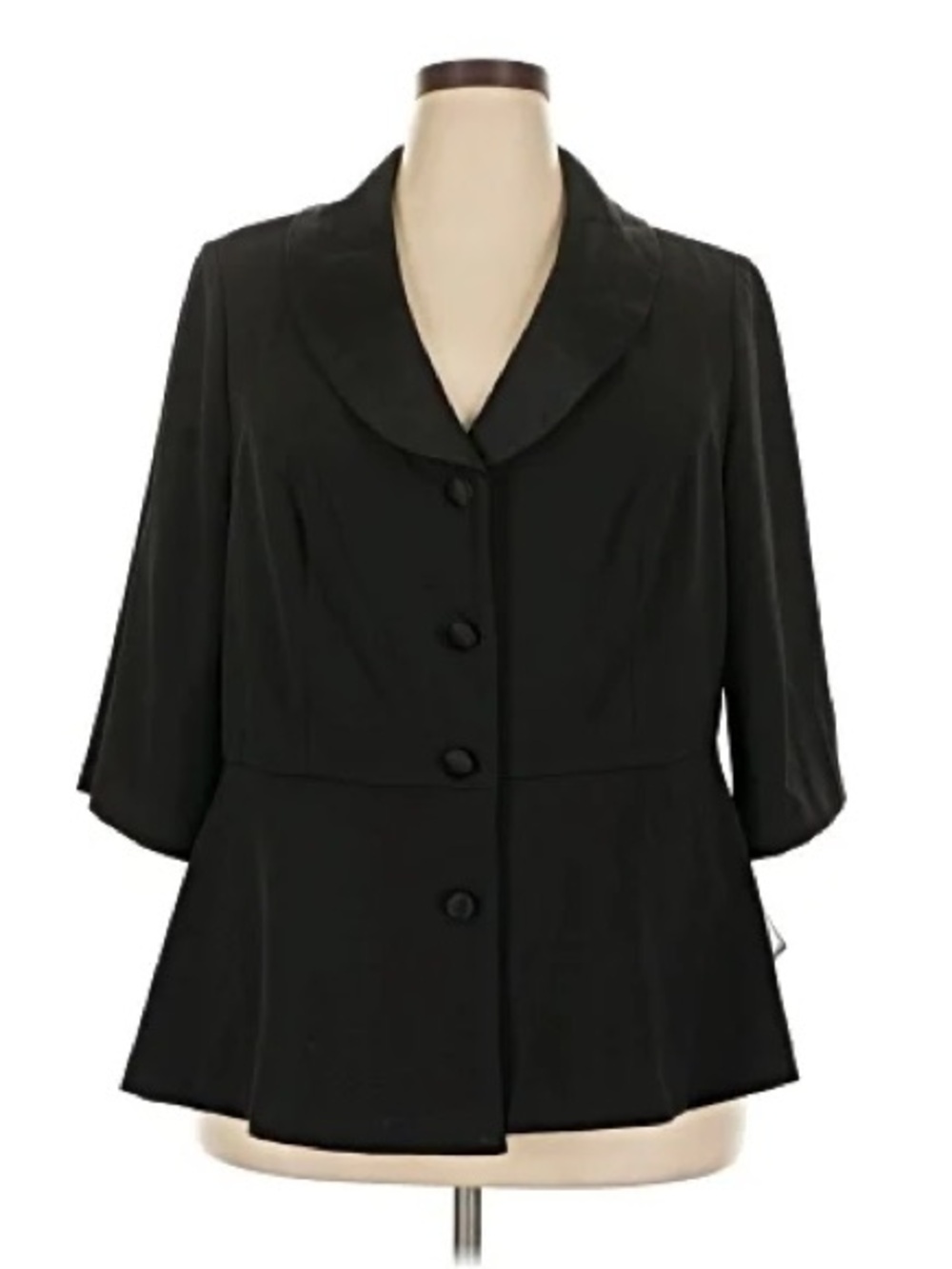 Alex Evenings Black Peplum Blazer with Rounded Collar